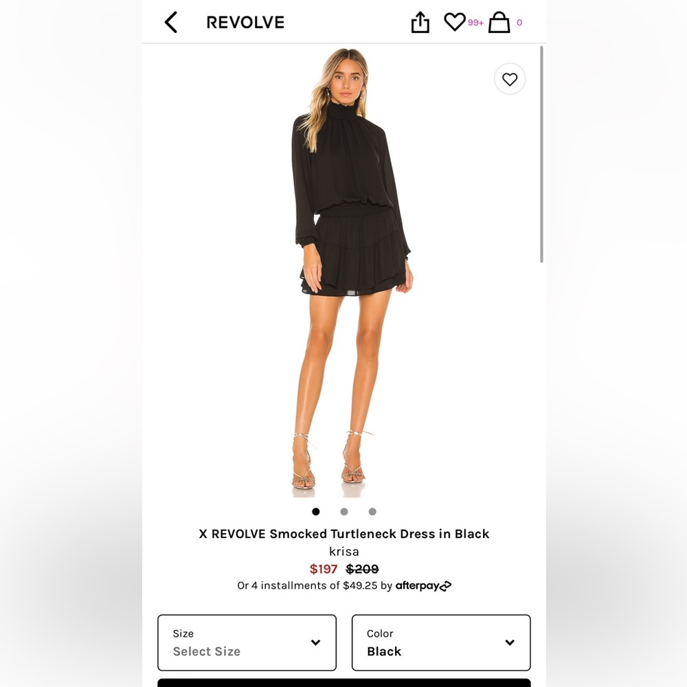 krisa smocked turtleneck dress in black